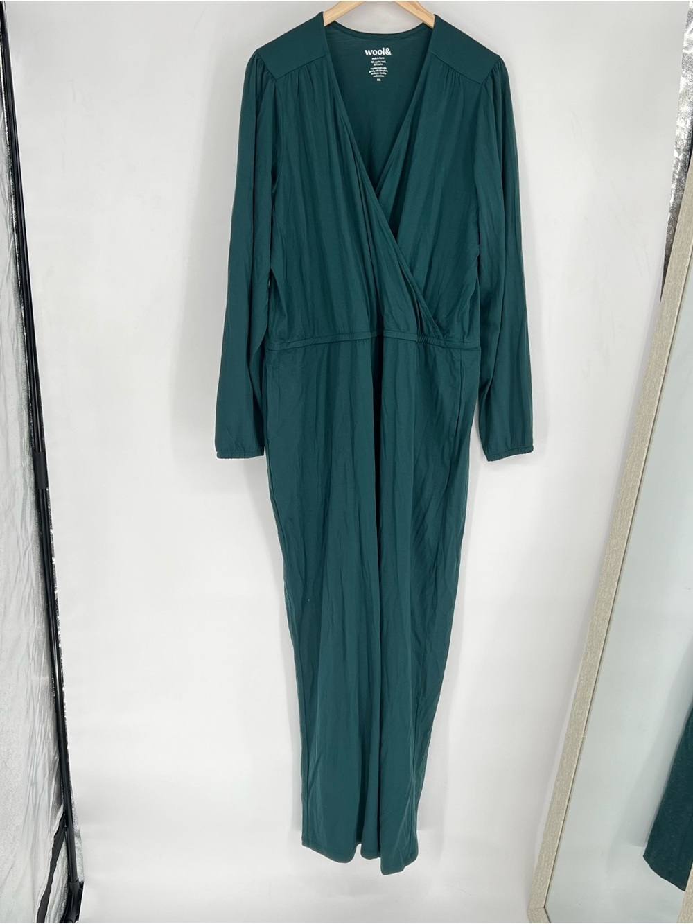 Wool& Deep Teal Wrap Jumpsuit